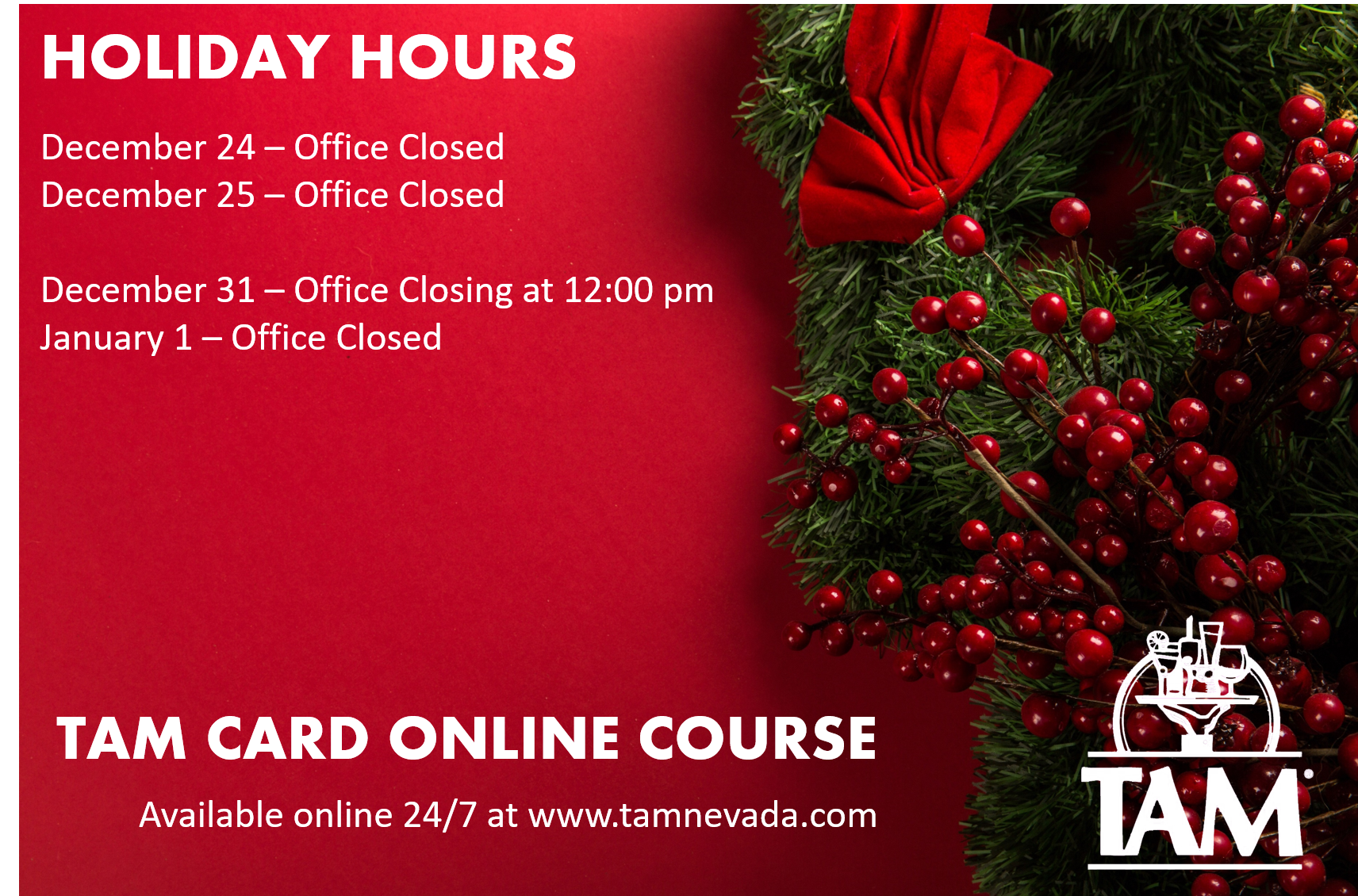TAM of Nevada Holiday Hours – Happy Thanksgiving – TAM Card